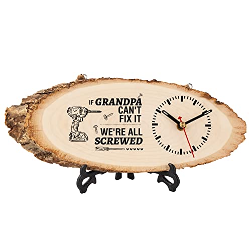 KAAYEE Gifts for Grandpa Gifts from Granddaughter - Birthday Gifts for Grandpa Grandparents Day Gifts for Grandpa Birthday Gifts from Grandchildren - Engraved Wooden Clock 12.6'*4.7'