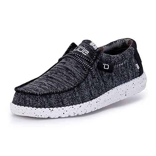 Hey Dude Men's Wally Sox Black White Size 8 | Men’s Shoes | Men's Lace Up Loafers | Comfortable & Light-Weight