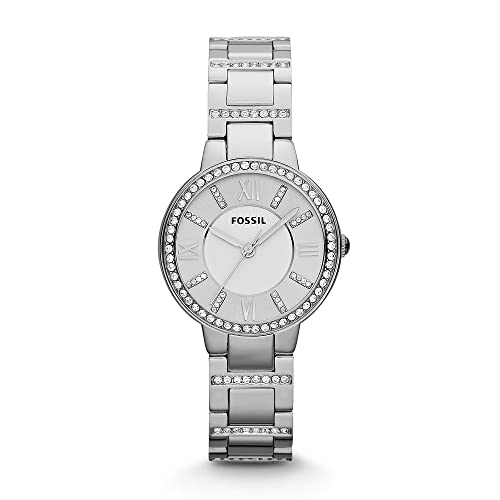 Fossil Women's Virginia Quartz Stainless Steel Three-Hand Watch, Color: Silver Glitz (Model: ES3282)