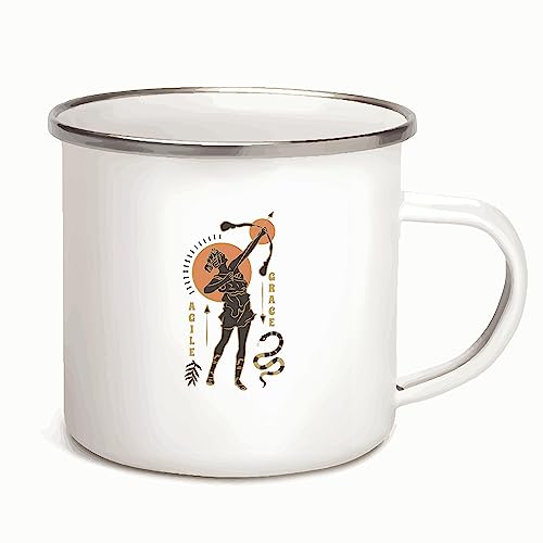 Archer Girl Gift with Quote Agile Grace Perfect Present for Women Teens and Girls 12oz Enamel Silver Mug