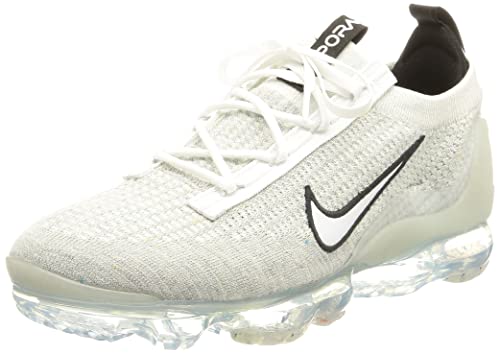 Nike Men's Air Vapormax 2021 Flyknit Sneaker, White/White/Black/Metallic Silver, 9
