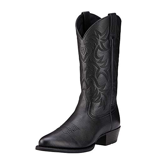 Ariat Mens Heritage R Toe Western Boot Black Deertan 13 Wide