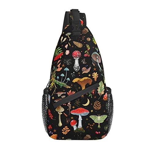 YETOUTOU Mushroom Sling Backpack For Women Men Travel Hiking Shoulder Chest Mushroom Gifts Crossbody Bag Daypack Unisex