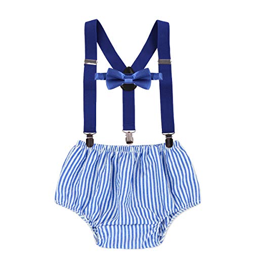 MYRISAM Baby Boys 1st 2nd Birthday Cake Smash Photo Props Party Outfits Printed Bloomers Diaper Cover Suspenders Bow Tie