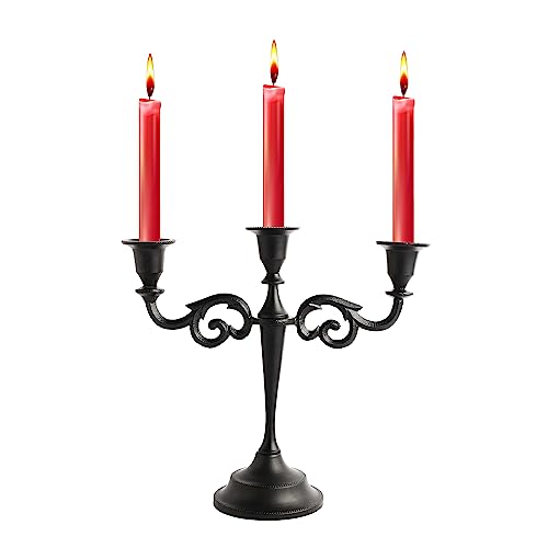 Rely+ 3 Arm Candelabra - 10 Inch Tall Matte Black Tapered Candle Holders - Elegant Candle Stands and Candlesticks Holders for Home Decor and Wedding Decor - Fits 3/4-Inch-Thick Candles
