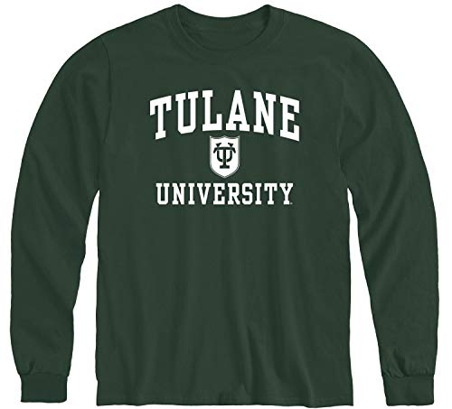 Barnesmith Tulane University Green Wave Long Sleeve Adult Unisex T-Shirt, Heritage, Hunter Green, Medium