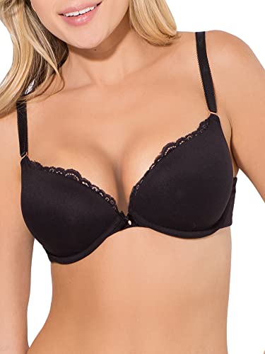 Smart & Sexy Women's Perfect Push-Up Bra, Black Hue (Micro), 38DDD