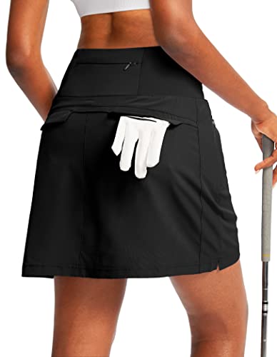 G Gradual Golf Skorts Skirts for Women with 5 Pockets Women's High Waisted Lightweight Athletic Skirt for Tennis Running (Black, Medium)