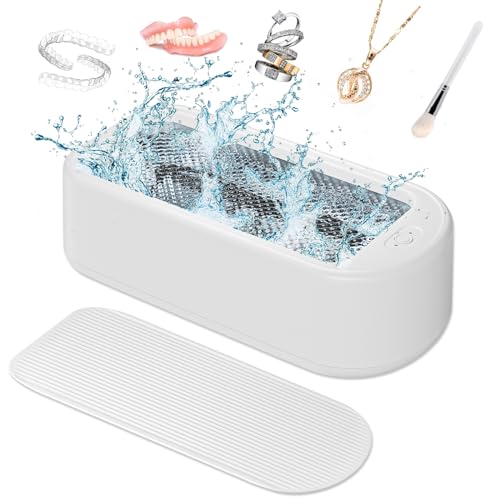 Kawaiita Ultrasonic Jewelry Cleaner Machine, 48Khz Professional Sonic Jewelry Cleaner Machine for Glasses, Watch Strap, Ring, Retainer, 304 Stainless Steel Cleaning Tank with 21.6oz(640ml)