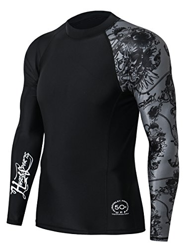 HUGE SPORTS Men's Splice UV Sun Protection UPF 50+ Skins Rash Guard Long Sleeves (Piracy, 2XL)
