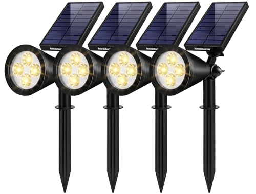 InnoGear Solar Lights Outdoor Waterproof Solar Garden Light for Outside Yard Landscape Lighting Pathway Spot Lights Spotlight Wall Light Auto On/Off, Pack of 4 (Warm White)