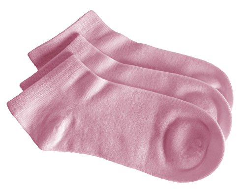 Rambutan Kids Comfort Seam Plain Color Rayon made from Bamboo School Ankle Socks (3 Pack) (M, Pink)