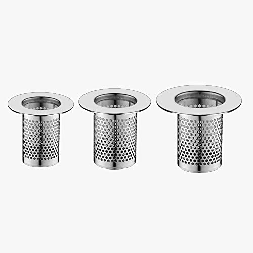 CNSZNAT Hair Catcher Shower Drain, Bathtub Drain Cover, Deep Stainless Steel Sink Strainer for Bathroom Sink Bathtub Shower Floor Drain, Fit Hole Size from 1.25' to 2.17'(3-Pack)