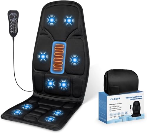 Sotion Massage Seat Cushion with Heat, Back Massager with 10 Vibration Motors, Massage Chair Pad for Back Pain Relief, Chair Massager for Office, Home Use, Seat Massager for Gift