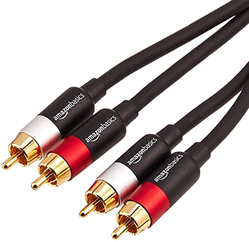 Amazon Basics 2 RCA Audio Cable for Stereo Speaker or Subwoofer with Gold-Plated Plugs, 15 Foot, Black