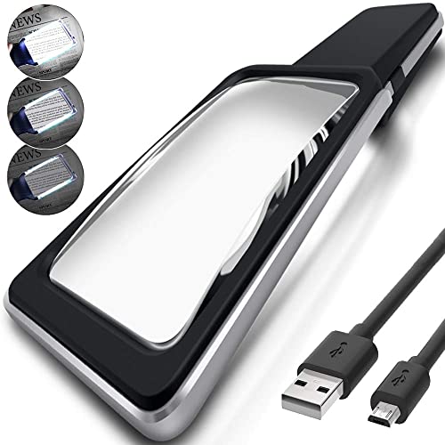 [Rechargeable] 6X Magnifying Glass with [Anti-Glare Lens &Fully Dimmable LEDs]-Evenly Lit Viewing Area-The Brightest & Best Reading Magnifier for Small Prints, Low Vision Seniors, Macular Degeneration