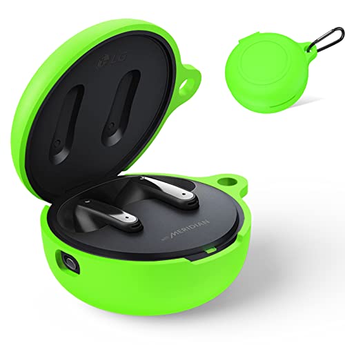 WQNIDE Case for LG Tone Free FP9/T90/F0P9W/FP9E Silicone Cover Protective case Scratchproof/Shockproof/Waterproof for LG Tone Free Earbuds Accessories with Keychain (Glow Green)