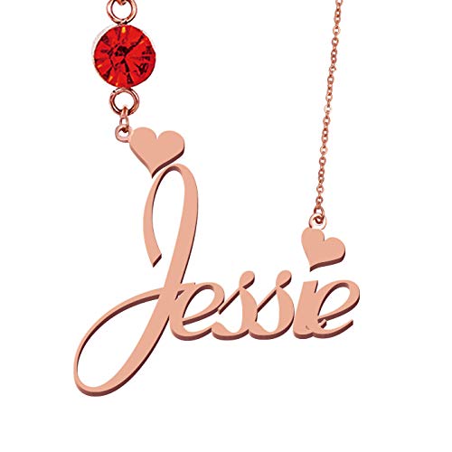 HUAN XUN Custom Birthstone Necklace Name Pendant Jessie