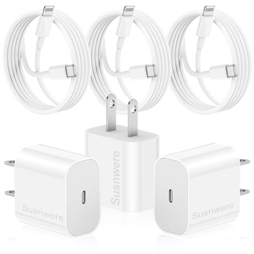 Susnwere 3Pack 6Ft iPhone 14 13 12 Charger Fast Charging, Durable Cord and Fast Chargers with USB C to Lightning Cable (MFi Certified) for 14/14 Plus/14 Pro/14 Pro Max/13/ iPad Pro and More White-1