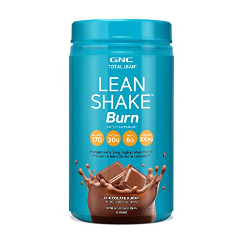 GNC Total Lean | Lean Shake Burn, Protein Powder | Hunger Satisfying, High Protein Blend, Proven to Burn 3x More Calories | Chocolate Fudge | 16 Servings