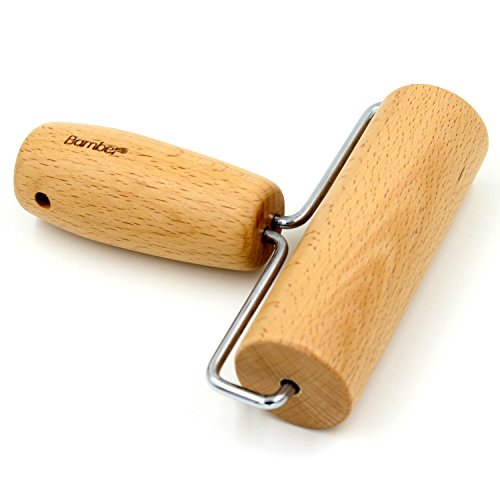 Bamber Dough Roller Beech Wood Rolling Pin for Baking Pastry Pizza, 4.3-Inch Smooth Construction & Easy to Roll - Essential Kitchen Utensil