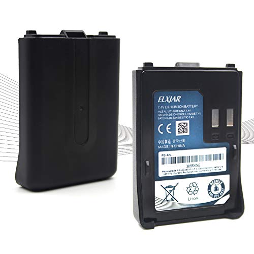 elxjar (2-Pack) 7.4V 2000mAh PB-42L Li-ion Battery Compatible for Kenwood TH-F6A TH-F7 TH-F7E THF6A Portable Radios PB-42Li PB-42 PB42