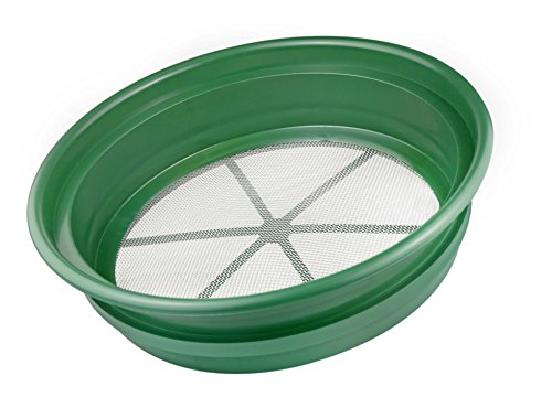 SE Gold Prospecting-Sifting-Panning Set, 13 1/4 Inch Stackable Classifier Gold Prospecting Pan, 1/12 Inch Stainless Steel Mesh Sifting Pan, Green