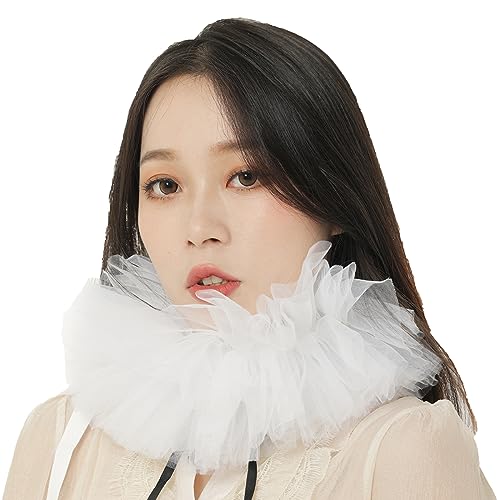 KOGOGO Renaissance Ruffle Collar Victorian Neck Costume Cosplay Props,White