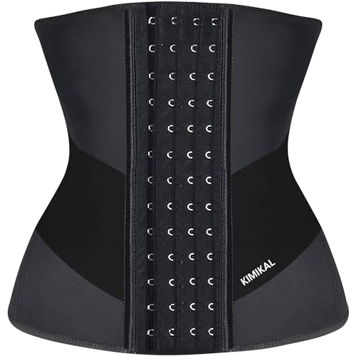 KIMIKAL Women Waist Trainer Corset Belt: Under Clothes Sport Tummy Control Long Torso Shapewear Black