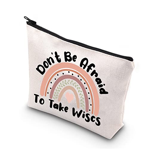 School Psychologist Gift Don't Be Afraid To Take Wiscs Mental Health Matters Therapist Gift Zipper Pouch Makeup Bag (Take Wiscs)