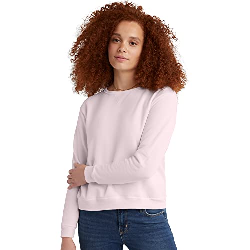 Hanes Women's EcoSmart Crewneck Sweatshirt, Pale Pink, XL