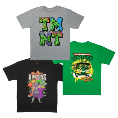 Nickelodeon Teenage Mutant Ninja Turtles Boys 3-Piece Set, 3-Pack Short Sleeve T-shirt Bundle Set for Kids and Toddlers (Black/Green/Grey, Size 5/6)