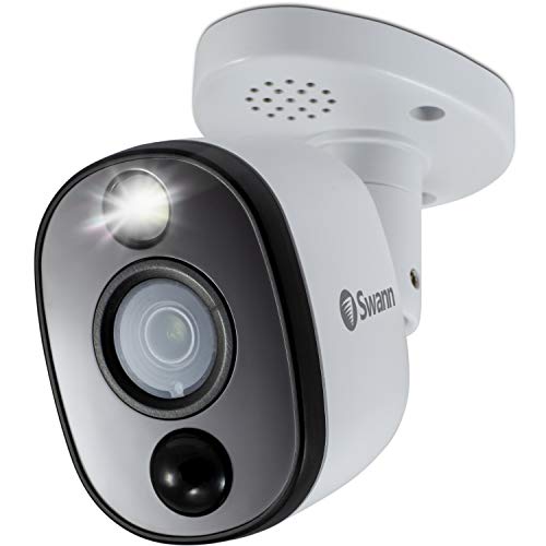 Swann Add-On DVR Bullet Security Camera System with Sensor Spotlight, 4K Ultra HD Video, Indoor or Outdoor Design, Dusk to Dawn Color Night Vision Plus True Detect Heat and Motion Detection, 1 Pack