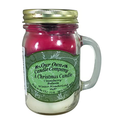 Our Own Candle Company, Christmas Triple Scented Mason Jar Candle, 100 Hour Burn Time, Made in The USA - 13 Ounces
