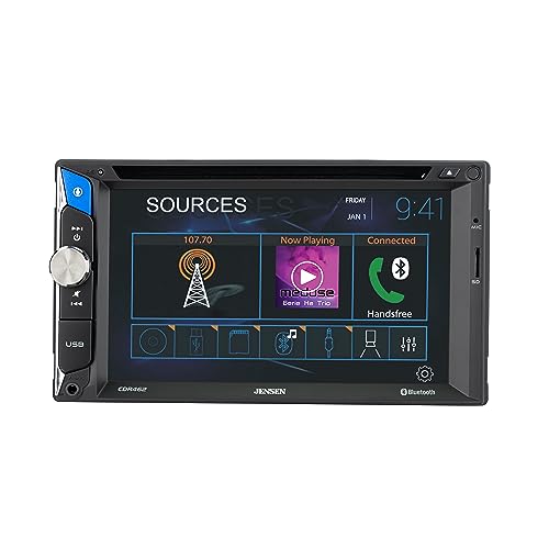 Jensen CDR462 6.2 inch LED Touch Screen Double Din Car Stereo Radio | CD & DVD Player | Push to Talk Assistant | Built-in Bluetooth & Music Streaming | Backup Camera Input | USB & microSD
