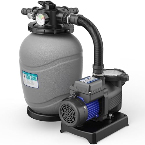 AQUASTRONG 12in Sand Filter Pump for Above Ground Pool with Timer, Max 2500GPH for Pools Up to 9000GAL, 4-Way Valve, Enhanced Circulation for Crystal-Clear Pool