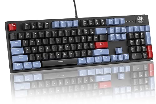 MageGee Mechanical Gaming Keyboard MK-Armor LED Blue Backlit and Wired USB 104 Keys Keyboard with Brown Switches, for Windows PC Laptop Game(Blue&Black)…