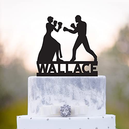 Boxing Theme Wedding Mr and Mrs Sport Cake Topper, Mr and Mrs Boxer Couple Wedding Cake Topper, Boxing Fans Wedding Last Name Cake Topper, Wedding Cake Decorations Happy Birthday Party Supplies