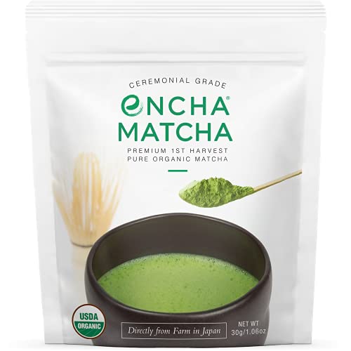 Encha Ceremonial Grade Matcha, Green Tea - First Harvest Organic Japanese Green Tea Powder, Matcha Tea From Uji, Japan (30g/1.06oz)
