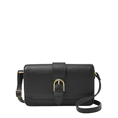 Fossil Women's Zoey Leather Small Crossbody Purse Handbag, Black (Model: ZB1937001)