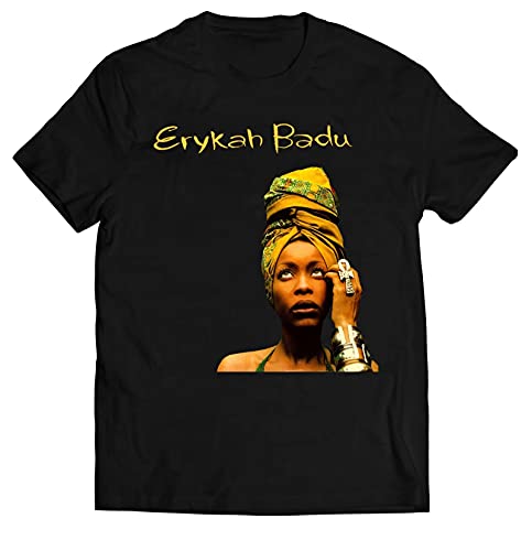 UEESTAR Men's Erykah-Badu Shirt Fashion Graphic Design t Shirts Black XL