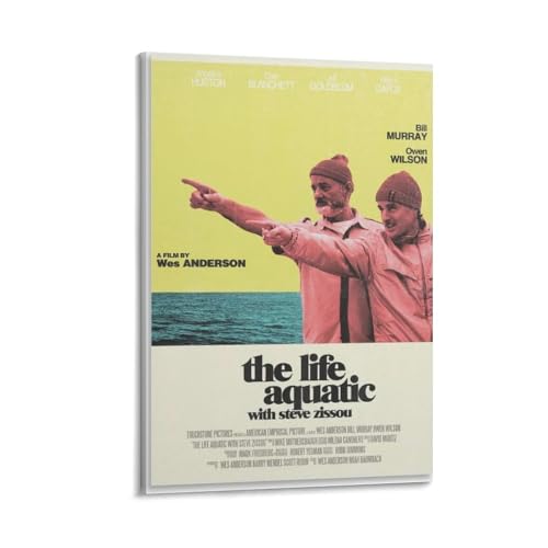 Wall Decoration Movie Poster T-he Life Aquatic with Steve Zissou by Travis English with Steve Zissou Wall Art Canvas Print Poster Home Bathroom Bedroom Office Living Room Decor Canvas Poster Frame-st