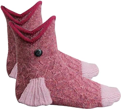 VILAGRAH Funny Animals Bitting Legs Socks 3D Animals Shark Fish Beer Crocolie Knitted Socks Xmas Novetly Stocking Stuffers（Fish ，One Size）