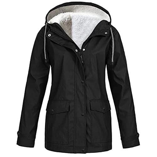 YSLMNOR Womens Winter Warm Snow Coats Waterproof Hooded Raincoat Solid Color Mountain Windbreaker Plus Size Jacket