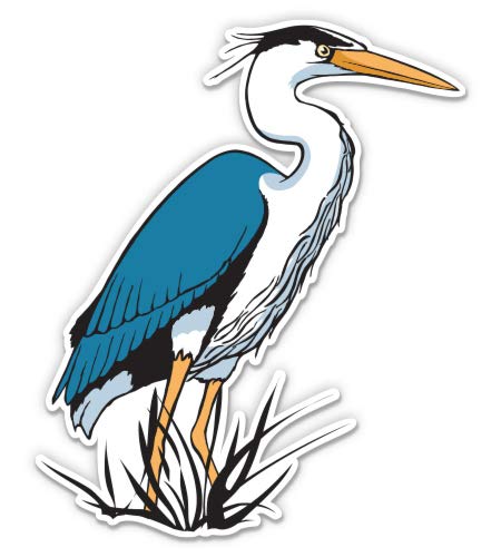 Great Blue Heron - 3' Vinyl Sticker - for Car Laptop Water Bottle Phone - Waterproof Decal