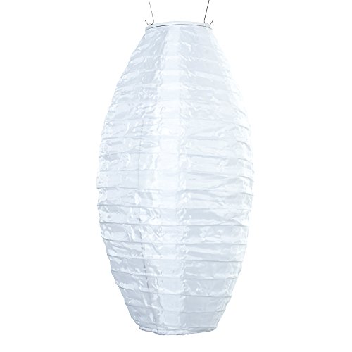 Allsop Home and Garden Soji Pod White, LED Outdoor Solar Lantern, Handmade with Weather-Resistant UV Rated Fabric, Stainless Steel Hardware, Chinese Style Light, 1-Count