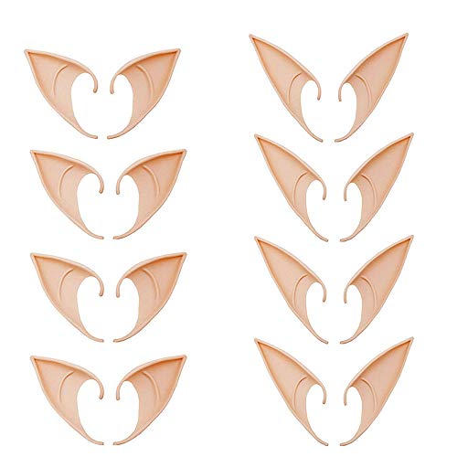 Kbraveo 8 Pairs Fairy Pixie Elf Ears, Latex Elf Ear,Soft Pointed Goblin Ears, Cosplay Ears for Cosplay Halloween Christmas