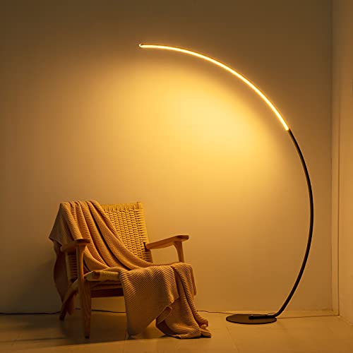 Arc Floor Lamp for Living Room, 67' Floor Lamp with Remote, Tall Black LED Dimmable Modern Floor Lamp, Ultra Bright 2000LM, 3 Color Temperature, Curved Cool Unique Floor Lamps for Bedroom Office Home