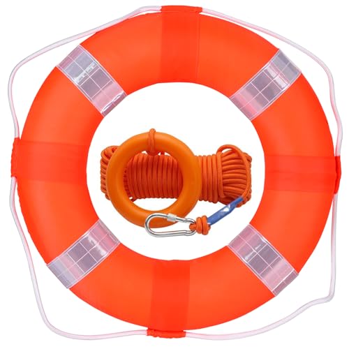 20 inch/50cm Pool Safety Ring Life Preserver Ring Buoy, Swimming Swim Foam Ring Pool Buoy Pool Rings Life Preserver Ring for Pool with 98.6FT Water Floating Lifesaving Rope