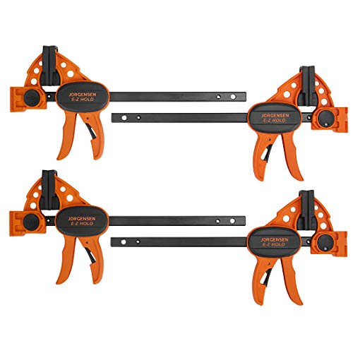 Jorgensen 6' Spreader/Bar Clamp Set, 4-pack,One-Hand Light Duty E-Z Hold Clamp/Spreader, 99216A,Black Orange